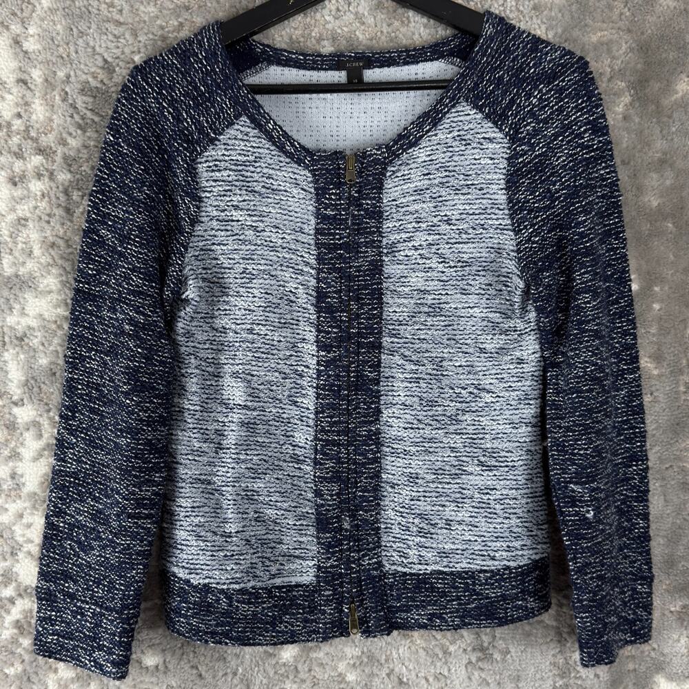 J Crew Size XS Outdoor Full Zip Sweater Jacket Gray Long Sleeve Cotton‎ Blend